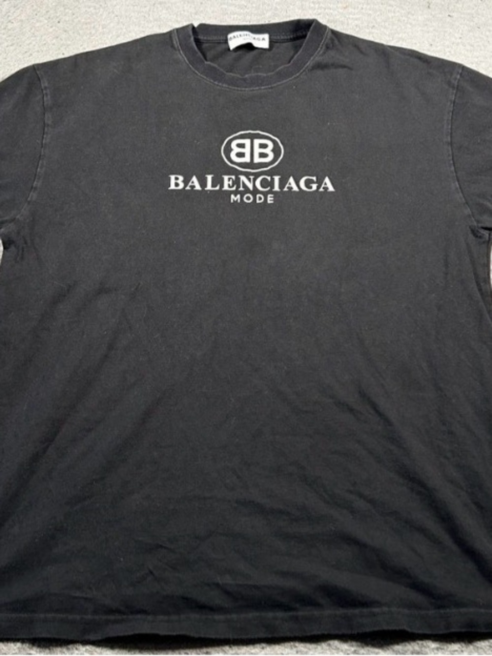 Balenciaga Black Logo Crewneck T-Shirt with White Emblem